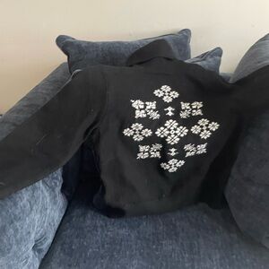 Black Sweater with White Snowflake Pattern